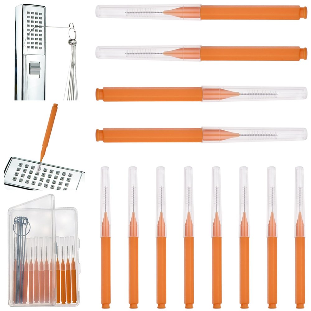 Shower Head Cleaner Brushes, Shower Head Cleaning Picks Shower Head Cleaning Brush Buid Up Mineral Cleaning Brush for Small Holes Gaps Nozzles Crevices with Store Box