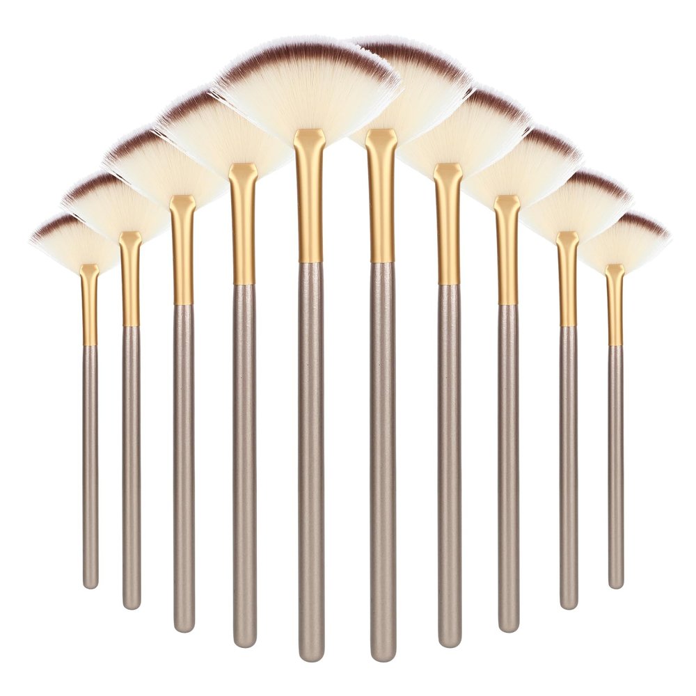 Amaxiu Fan Brushes for Facials, Ultra Slim Soft Facial Fan Applicator Brushes Professional Blending Makeup Brush with Comfortable Wood Handle for Mask Mud Cream Makeup Esthetician(10 Pcs, Wooden)