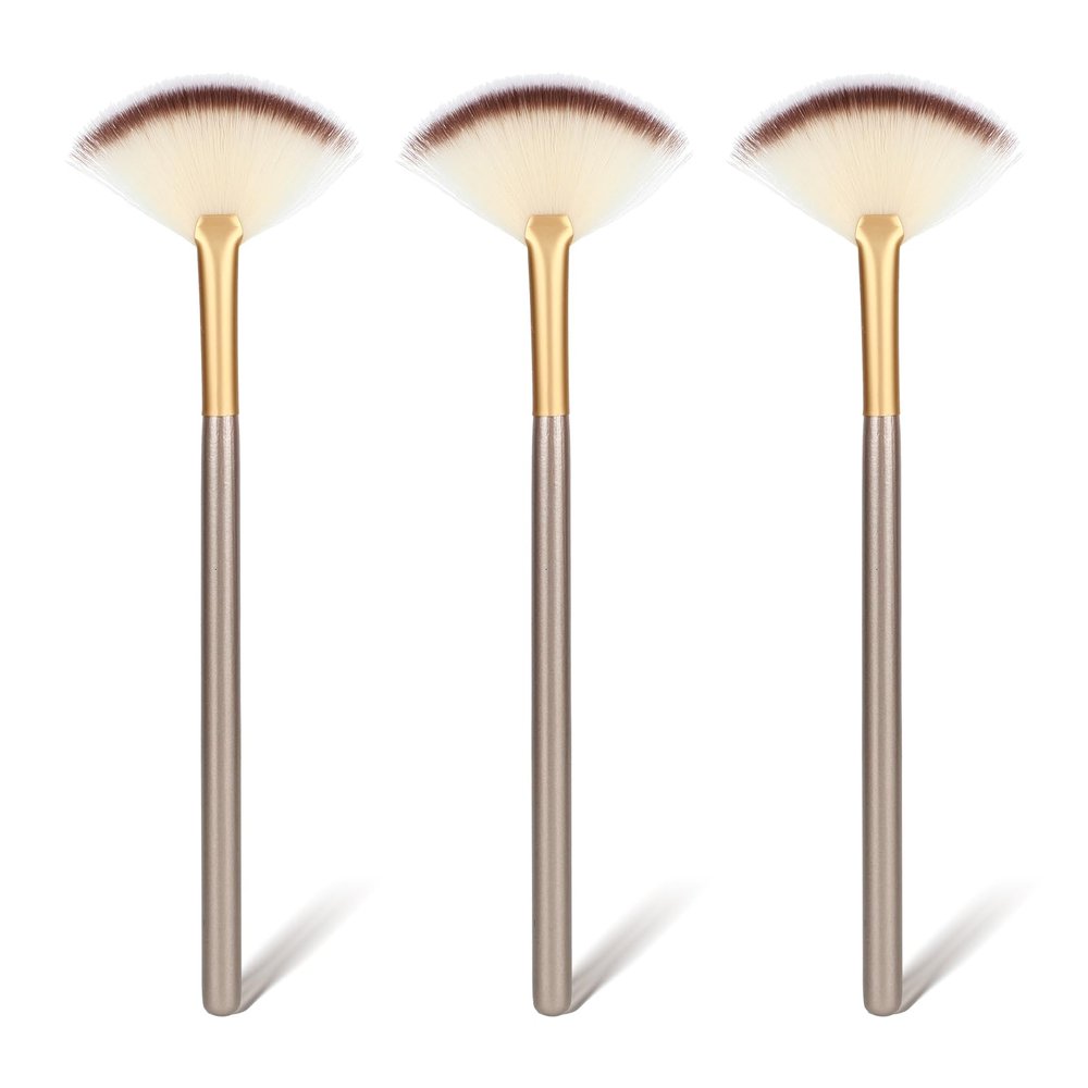 Amaxiu Fan Brushes for Facials, Ultra Slim Soft Facial Fan Applicator Brushes Professional Blending Makeup Brush with Comfortable Wood Handle for Mask Mud Cream Makeup Esthetician(3 Pcs, Wooden)
