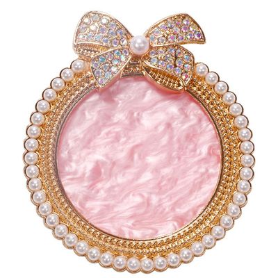 ForSewian Resin Nail Art Palette, Nail Art Painting Mixed Color Palette, Bow Decorated with Rhinestones and Pearls Nail Art Display Board (Golden)