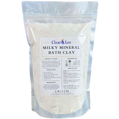 ClearLee Milky Mineral Bath Clay - Kaolin Clay, Magnesium Sulfate (Epsom Salt), Himalayan Rock Salt - Soothing and Relaxing Soak - Exfoliation for Smoother Skin - 5 lb (12-15 Baths)