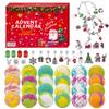 Advent Calendar 2025, 24 Piece Christmas Bath Bombs for Kids, 24 Days of Surprise Bath Bombs for Kids with Christmas Themed Jewelrys Inside view 1