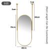 Drsyffsup Ceiling Mounted Mirror, Large Oval Shower Mirror Fogless Shaving Vanity Mirror Wall Hanging Mirror with Ceiling-Mounted Boom and Metal Frame Floating Bathroom Mirrors (Size : 40cmx70cm) view 2