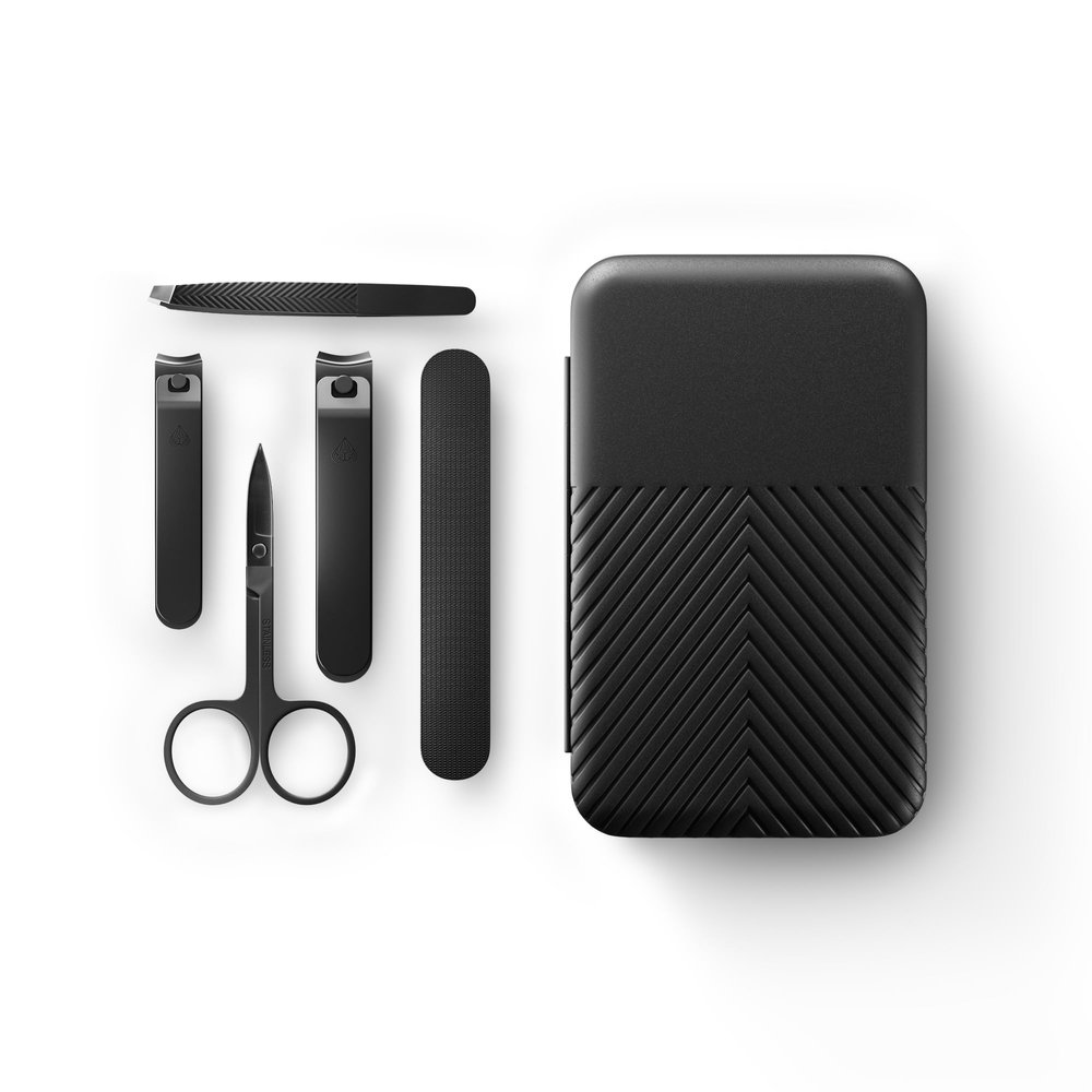 MANSCAPED Shears 3.0, 5-Piece Precision Mens Nail Grooming Travel Kit, Stainless Steel Manicure Set with Fingernail & Toenail Clippers, Nail File, Slant Tip Tweezers, Cuticle Scissors, Travel Case