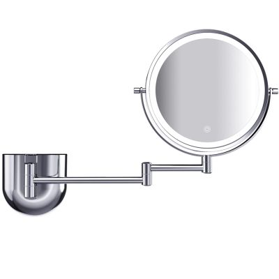 UNICOKA Makeup Mirror with Light, 3 Color Mode Shaving Mirror Wall-Mounted Magnifying Mirror Adjustable Brightness Vanity Mirror Double-Sided Extendable Mirror with Storage Function