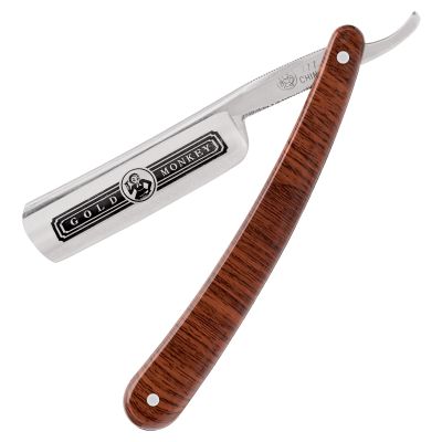 Straight Razor, Straight Edge Razor for Man Stainless Steel Manual Straight Razor,Natural Wood Scale Vintage Razor Barber RazorMen's Straight Shaving Razors (Gold Monkey-777)