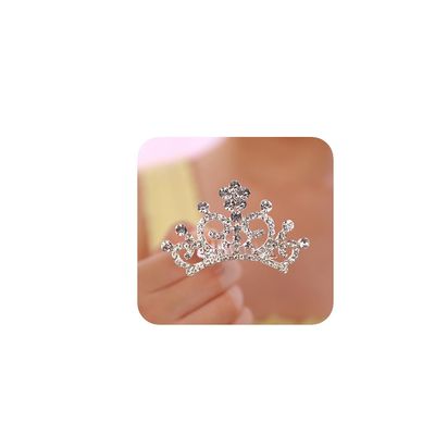 JWICOS Mini Princess Comb Flowers Girls Small Crystal Comb Rhinestone Headband Mini Comb Headpiece Decorations for Women (Silver)