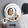 UNICOKA Makeup Mirror with Light, Brushed Nickel Shaving Mirror Wall-Mounted Magnifying Mirror Double Sided Extendable Mirror Premium Vanity Mirror with Touch Switch, USB Rechargeable view 2