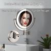 UNICOKA Makeup Mirror with Light, Brushed Nickel Shaving Mirror Wall-Mounted Magnifying Mirror Double Sided Extendable Mirror Premium Vanity Mirror with Touch Switch, USB Rechargeable view 4