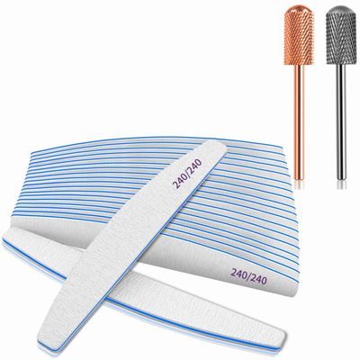 240/240 Nail Files with Fine Nail Drill Bits for Acrylic Nails
