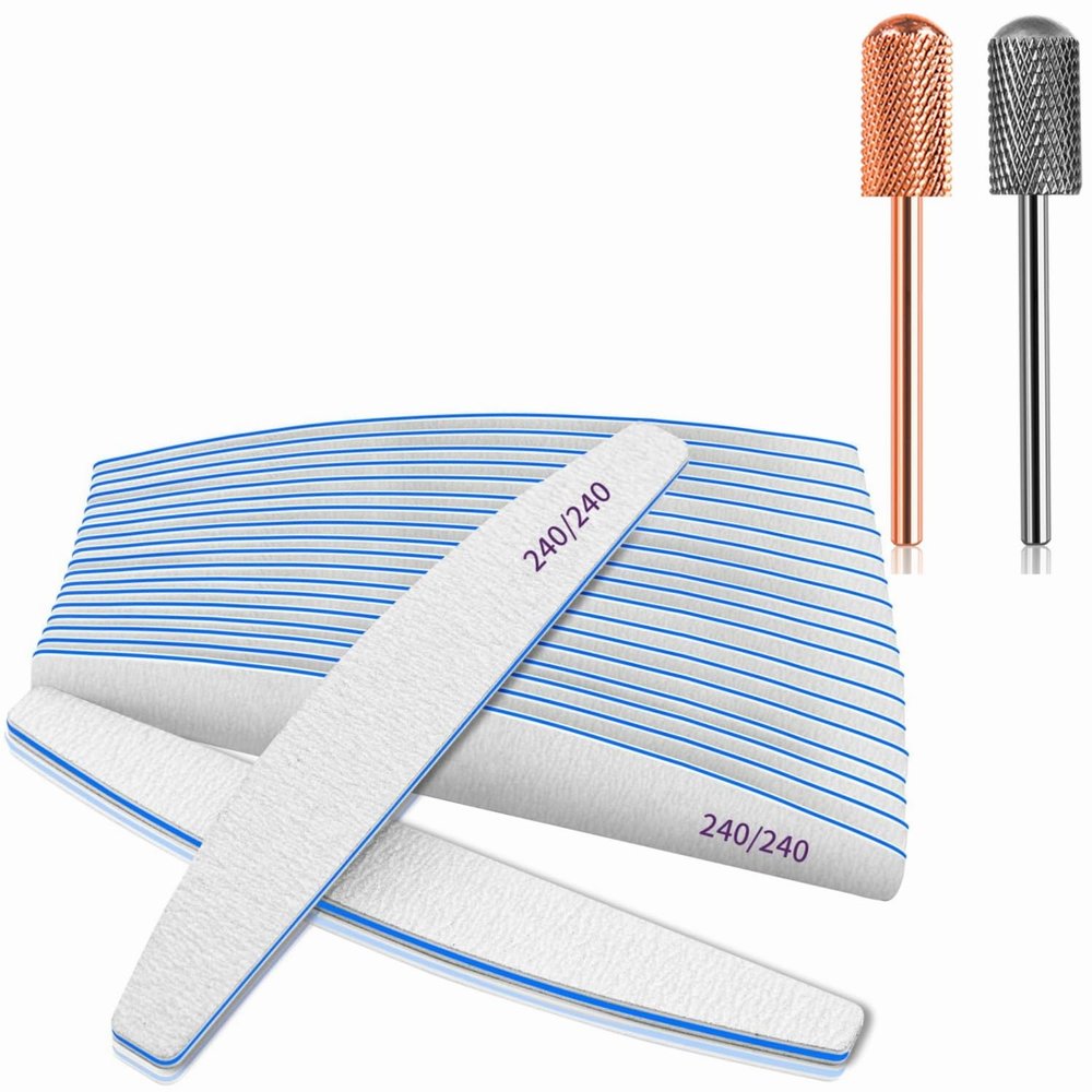 240/240 Nail Files with Fine Nail Drill Bits for Acrylic Nails