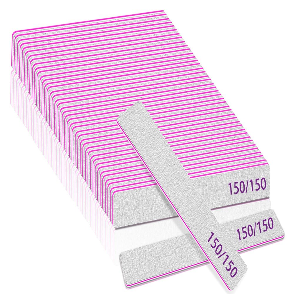 25pcs Nail Files 150 Grit, BLESWIN 150/150 Grit Nail Files, Jumbo Nail Files for Acrylic Nail, Nail Filer for Poly Nail Extension, Double-Sided Emery Board Nail Filer for Manicure, Pedicure