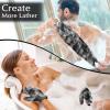 Anezus Exfoliating Back Scrubber Bath Gloves Set, Exfoliating Shower Towel with Shower Gloves for Body Scrub, Back Cleaner Wash Gloves to Remove Dead Skin (Black) view 2