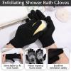 Anezus Exfoliating Back Scrubber Bath Gloves Set, Exfoliating Shower Towel with Shower Gloves for Body Scrub, Back Cleaner Wash Gloves to Remove Dead Skin (Black) view 3