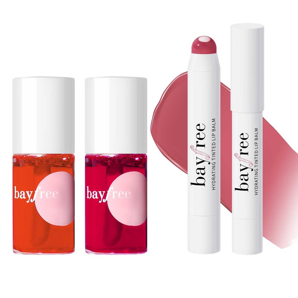 bayfree Lip Tint Stain Set Long Lasting Waterproof, Lightweight, Non-sticky, Transfer-Proof & Hydrating Tinted Lip Balm, Natural Gloss Finish, Lightweight