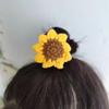 2Pcs Set Hair Ties For Girls, Handmade Cotton Sunflower Hair Rope, Tied Hair Yellow Flower Elastic Hair Bands, Lovely Ponytail Holder Hair Circl, Crochet Cute Hair Accessories for Women Girls view 4