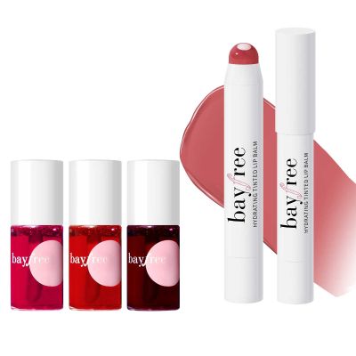 bayfree Lip Tint Stain Set Long Lasting Waterproof, Lightweight, Non-sticky, Transfer-Proof & Hydrating Tinted Lip Balm, Natural Gloss Finish, Lightweight