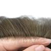 Healthlif Men's Toupee - Super Thin Skin, V-Looped Hair System, Poly Remy Human Hair, 8x10, 100% Density, #410#4 MEDIUM BROWN+10% GREY view 3