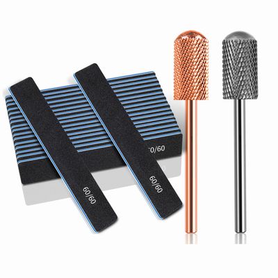 60/60 Grit Nail Files with Safety Nail Drill Bits for Acrylic Nails Gel Nails
