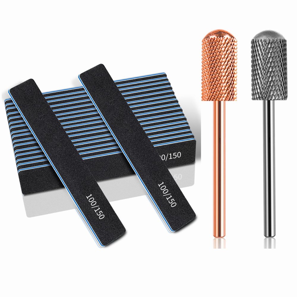 100/150 Nail Files with Fine Nail Drill Bits for Gel Nails
