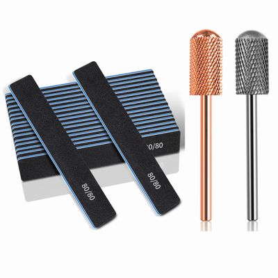 80/80 Grit Nail Files with Safety Nail Drill Bits for Acrylic Nails & Gel Nails