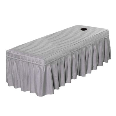 1pcs 190x80cm Bedskirt ONLY Solid Beauty Salon Massage Table Bed Sheet Bedspread Massage Sheet SPA Bed Full Cover with Hole (Grey)