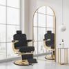 BarberPub Heavy Duty Metal Vintage Barber Chair All Purpose Hydraulic Recline Salon Beauty Spa Shampoo Equipment 3825 (Black with Gold Frame) view 2