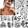 10 Sheets Halloween Temporary Tattoos for Women Men, Horror Black Skull Ghost Spider 3D Fake Tattoos Sticker for Boys Girls Day of The Dead Tattoos Decals Accessories for dia de los muertos Party view 3