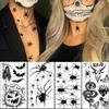 10 Sheets Halloween Temporary Tattoos for Women Men, Horror Black Skull Ghost Spider 3D Fake Tattoos Sticker for Boys Girls Day of The Dead Tattoos Decals Accessories for dia de los muertos Party view 4