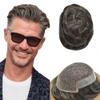 LYRICAL HAIR French Lace Front Human Hair System for Men Poly Skin Toupee For Men Natural Hairline Breathable Lace Hair Piece (#230 Darkest Brown with 30% Gray Hair-120% density, 8"X10") view 1