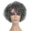HUA Grey Glueless Wigs Human Hair Wigs for Black Women Grey Short Curly Wigs for Black Women Human Hair Mixed Kinky Curly Wear and Go Glueless Wig Ombre Gray 8 Inch Short Wigs for Older Women view 1