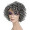 HUA Grey Glueless Wigs Human Hair Wigs for Black Women Grey Short Curly Wigs for Black Women Human Hair Mixed Kinky Curly Wear and Go Glueless Wig Ombre Gray 8 Inch Short Wigs for Older Women view 3