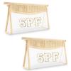 2 Pcs Boho Straw Clear Makeup Letter Pouch, Sunscreen Bags for Travel Beach, Waterproof SPF Best Beach Accessories view 1
