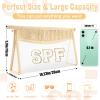 2 Pcs Boho Straw Clear Makeup Letter Pouch, Sunscreen Bags for Travel Beach, Waterproof SPF Best Beach Accessories view 2