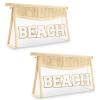 2 Pcs Boho Straw Clear Makeup Letter Bag BEACH Pouch, Sunscreen Bags for Beach Travel Small Cute Chenille Letter SPF Bag Pouch,Waterproof Beach Toiletry Sun Bag Best Beach Accessories for Women(BEACH) view 1