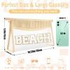 2 Pcs Boho Straw Clear Makeup Letter Pouch, Sunscreen SPF Bag Pouch, Waterproof Beach Toiletry Bag Accessories for Women view 2