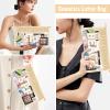 2 Pcs Boho Straw Clear Makeup Letter Pouch, Sunscreen SPF Bag Pouch, Waterproof Beach Toiletry Bag Accessories for Women view 4