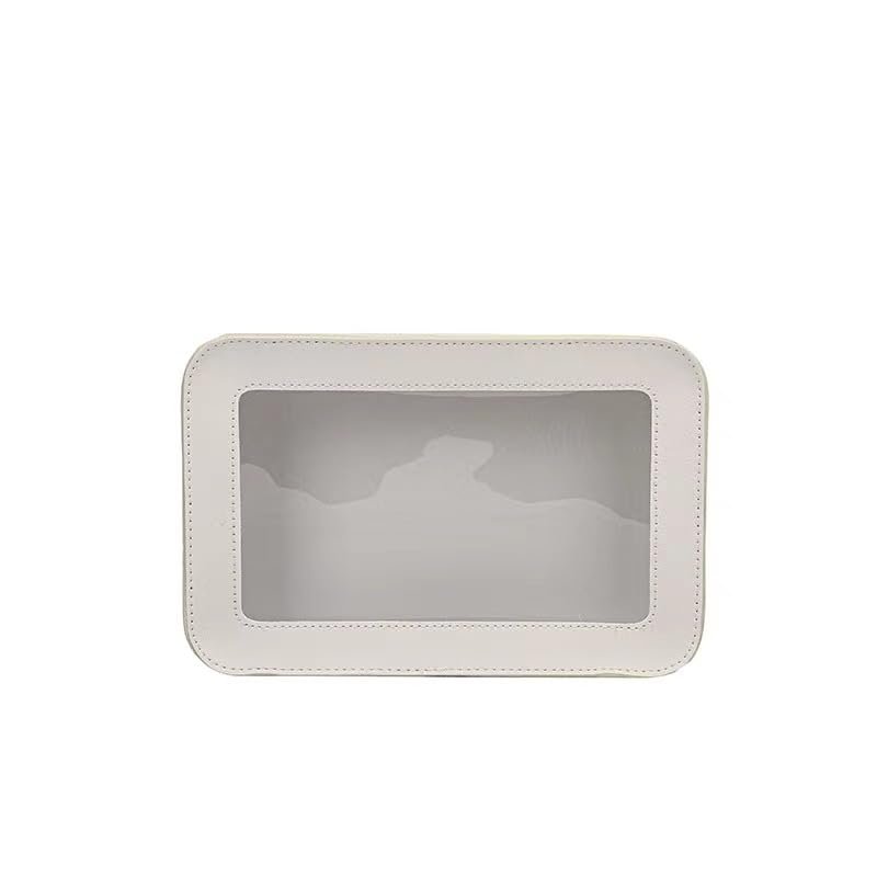 2023 New White Simple and Fashionable Transparent Makeup Bag Large Capacity Storage Bag Portable Advanced Feel Handbag (white)