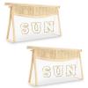 2 Pcs Boho Straw Clear Makeup Letter Bag BEACH Pouch, Sunscreen Bags for Beach Travel Small Cute Chenille Letter SPF Bag Pouch,Waterproof Beach Toiletry Sun Bag Best Beach Accessories for Women(SUN) view 1
