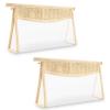2 Pcs Boho Clear Makeup Bag Cosmetic Zipper Pouch Purse, Clear Toiletry Bags Travel Small Preppy Cute Chenille Letter Bag, Transparent Waterproof Clutch Make Up Organizer Storage Bag for Women Girls view 1