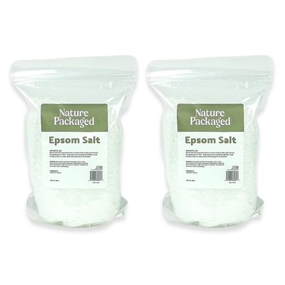Nature Packaged Epsom Salt (48oz) - Direct from The Shore of The Dead Sea - Organic Salt as Body Scrubs, Bath Salt, and Foot Bath Soak 2 Packs
