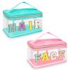 2 Pcs Chenille Letter Clear Makeup Bags FaceHair Pouch, Preppy Patch Travel Face Bag Zipper with Handle, Travel Hair Bags for Hair Stuff Waterproof Cosmetic Toiletry Storage for Women Girl(HAIR+FACE) view 1