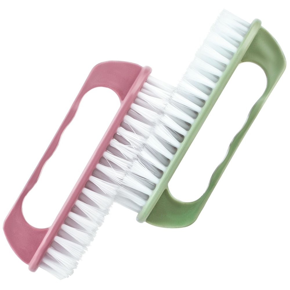 Amaxiu Hand Nail Cleaning Brush, 2 Pcs Durable Stiff Bristles Fingernails Scrub Cleaner with Handle Heavy Duty Deep Scrubber Cleaning Under Nails for Mechanics Gardeners Men(Pink, Green)