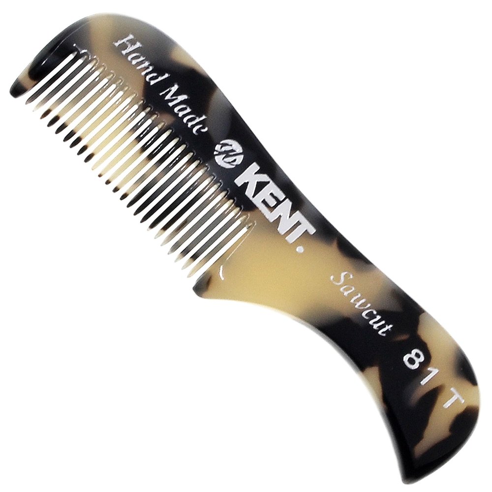 Kent A 81T TW X-Small Gentleman's Beard and Mustache Pocket Comb, Fine Toothed Pocket Size for Facial Hair Grooming and Styling. Saw-cut of Cellulose Acetate, Hand Polished. Hand-Made in England