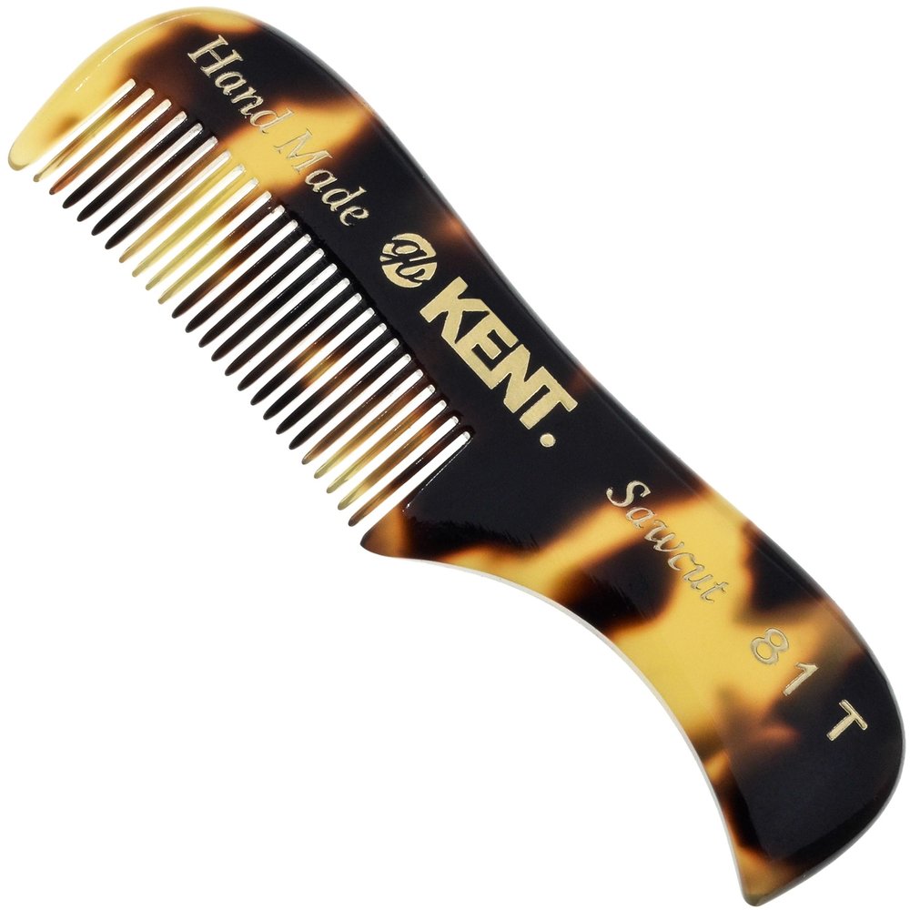 Kent A 81T TY X-Small Men's Beard and Mustache Comb, Fine-Toothed for Facial Hair Grooming and Styling. Quality Cellulose Acetate, Saw-cut Polished. Made in England