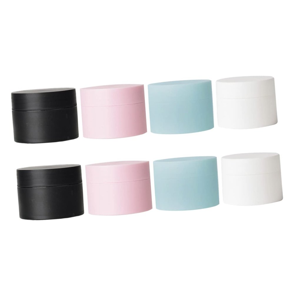 FRCOLOR 16pcs Refillable Plastic Cream Jars Leak Travel Containers for Face Cream Lotion Cosmetics Multi White Black for Makeup and Craft Supplies