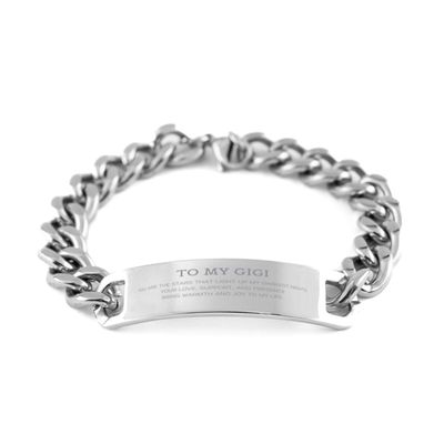 To My Gigi Gifts, You are the stars that light up my darkest nights, Gigi Cuban Chain Stainless Steel Bracelet, Thank You Gifts For Gigi