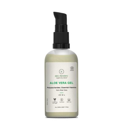 Glamzy Aloe Vera Gel, 100 ml | Organic Multi-purpose Aloe Vera Gel for Skin & Hair | Non-sticky, Hydrating, Ecocert Certified Organic for Men & Women | Cruelty-free & 100% Vegan