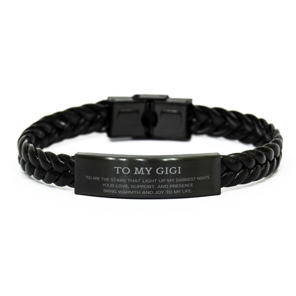 To My Gigi Gifts, You are the stars that light up my darkest nights, Gigi Braided Leather Bracelet, Thank You Gifts For Gigi