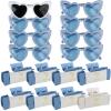 16pcs Bridesmaid Proposal Gifts 4.1inch square Matte Bachelorette Claw Clips Sunglasses set of 12 Girls Trendy Cute Hair Clips for Wedding Party Favors(16pcs White&Dusty Blue) view 1